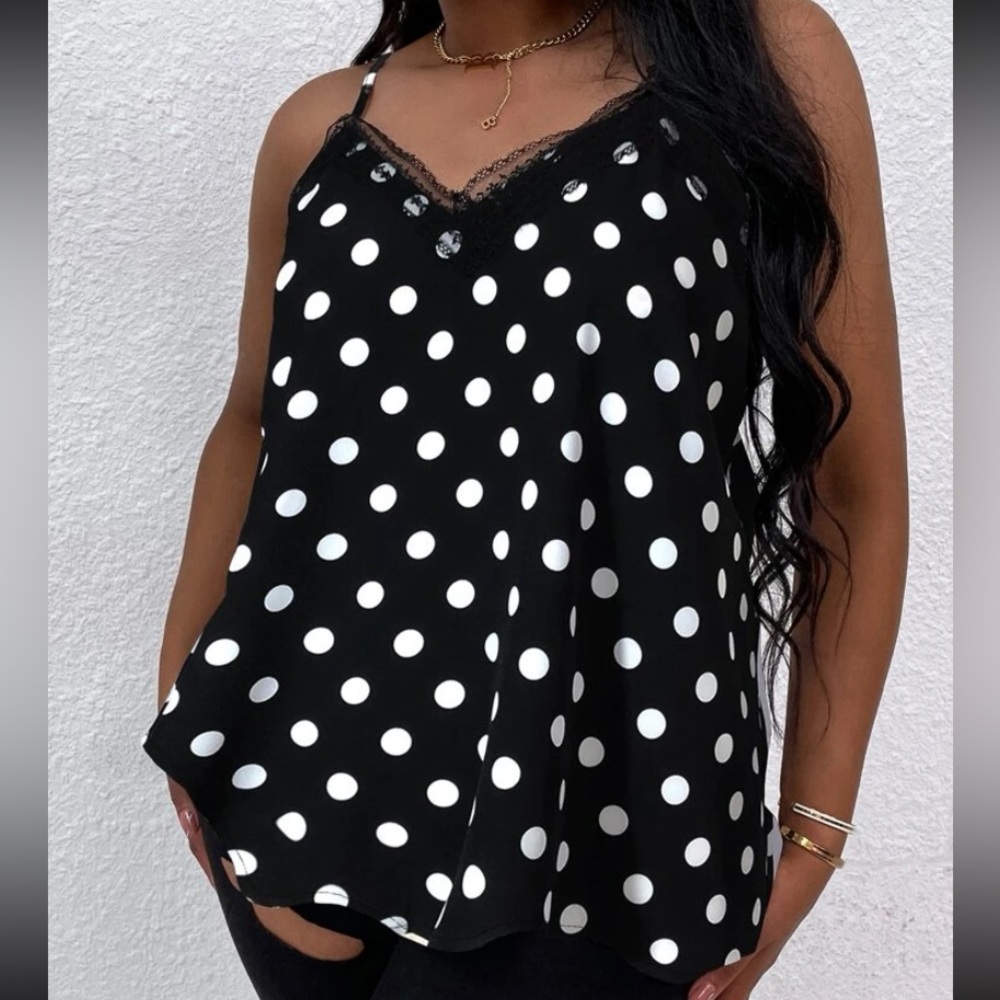 Polka dot laced tank